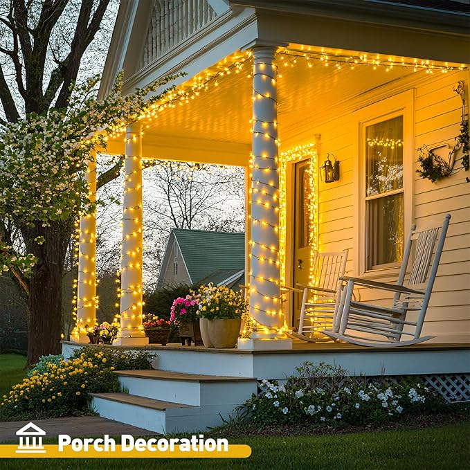 JMEXSUSS 500 LED Christmas Lights Outdoor 173ft Warm White Christmas Tree Lights 8 Modes Plug in Twinkle String Light for Outside Holiday Indoor Ceiling House Xmas Decorations