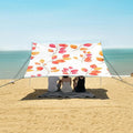 Bolaz Beach Canopy Tent Sun Shade9'×10.5' Large Family Beach Shade UPF50+- Outdoor Shade for Camping Trips FishingWatercolor Red Orange Maple Leaf Pattern