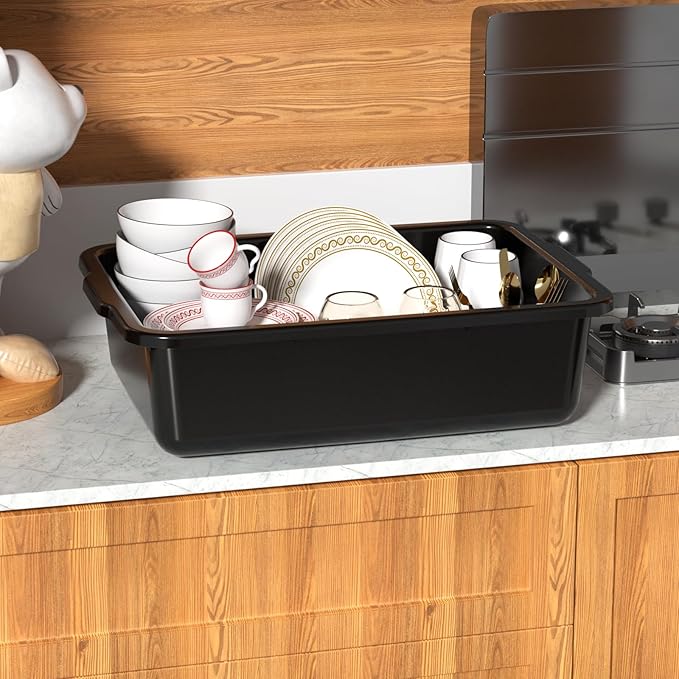 4-Pack Commercial Utility Bus Tubs 23 L Plastic Bus Box Dish Bins Black