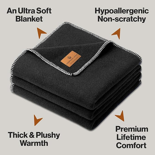 100% Wool Blanket - Premium Ultra-Soft &amp Warm Twin 62x 84 Large Size Blanket for Couch Bed Home Camping &amp Outdoors