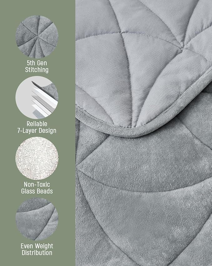 Weighted Lap Blanket 7 lbs for Adults Luxury Soft Small Weighted Blanket Compact Portable Weighted Lap Pad for Relaxation Sleeping Travel All-Season Use Light Grey 40 x 52