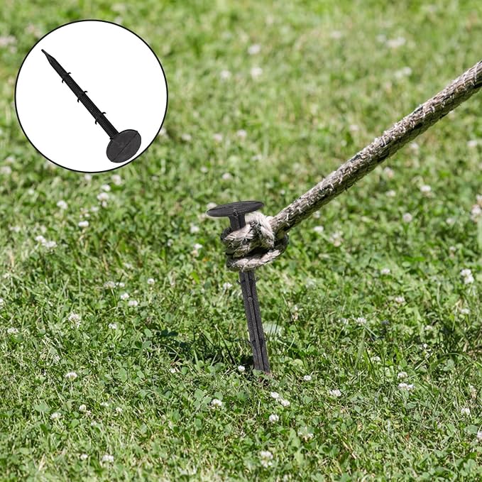 Balacoo 100pcs Plastic Ground Stakes Garden Pegs 20cm Gardening Nails for Greenhouse Lawn Weed Barrier Fixing Outdoor Plant Anchors