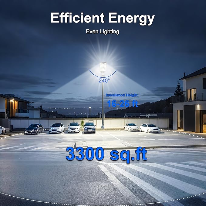 loyoele 9000W Solar Street Lights Outdoor 120000LM Commercial Parking Lot Light 7000K Solar Flood Outdoor Lights IP67 Waterproof with Motion Sensor for RoadGarden Basketball Courts