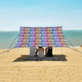 ALAZA Bee Rainbow Color Beach Tent Sun Shelter UPF50+ Protection Beach Shade Canopy w/ 4 Sandbags for Outdoor Camping Fishing Backyard Fun Picnic 10x9 ft