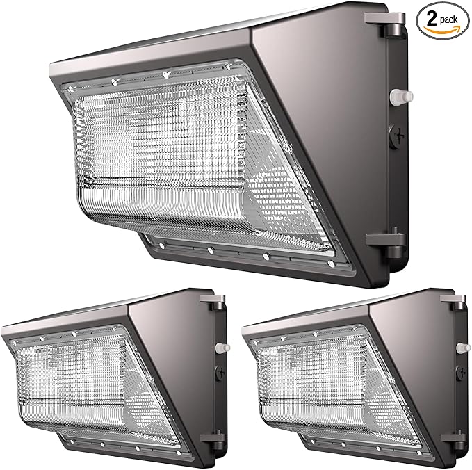 2Pack 150W(164x1W LED) LED Wall Pack Lights 100-277v Dusk to Dawn with Photocell 22500LM 5000K Daylight IP65 Waterproof Wall Mount Outdoor Security Lighting Fixtures Energy Saving-Brown