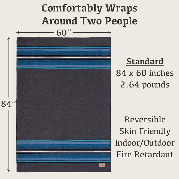 Chubbuck 100% Wool Blanket Camping (60 x 84) - Large Warm Blanket for Camping Emergency Outdoor Concerts and Home Use - Fire Retardant Soft and Warm Blankets for Winter (Lakeland)