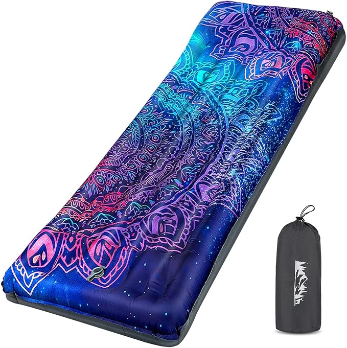 pickyNproud Camping Sleeping Pad Extra Thick 5 Inch Inflatable Camping Pad with Pillow Sleeping Mat Built-in Foot Pump Portable Lightweight Camping Air Mattress for Backpacking Hiking Tent