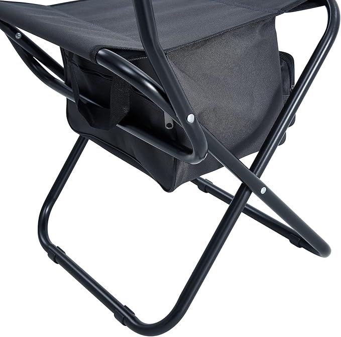 2-Pack Folding Chairs Portable Camping Chairs with Storage Pouch &amp Anti-Slip Feet No Setup Required Instant Outdoor Chairs for Lawn Beach Picnic Concert Supports 280LBS (Gray)