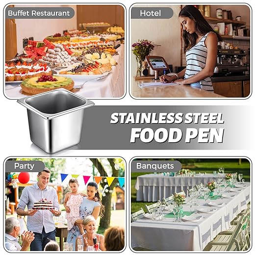 Rtteri 22 Pcs 1/6 Size 6 Inch Deep Stainless Steel Hotel Pans Set: 16 Metal Buffet Steam Table Pans with 2 Tongs &amp 4 Spoons – Stackable &amp Anti Jam Commercial Restaurant Catering Kitchen Food