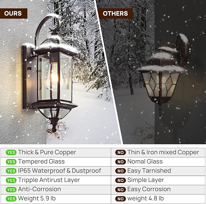 Outdoor Light Fixture 18.5 H Porch Light Oil Rubbed Bronze Outdoor Wall Lights with Clear Glass Waterproof Outside Lights for House Patio Garage Frontdoor 1 Pack Bulb Not Included