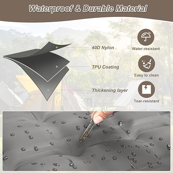 KASIMO Double Sleeping Pad for Camping5 Ultra-Thick 1.4x2M for 2 Person with Pillow Built-in Foot Pump Inflatable Sleeping Mat for Backpacking Hiking Traveling Tent Portable Camping Mat