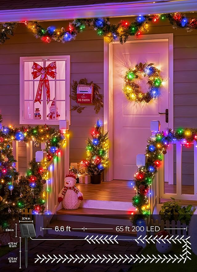 Brightown 4 Pack Solar String Lights Outdoor Total 288Ft 800 LED Twinkle Fairy Lights Waterproof with 8 Modes Auto On/Off for Patio Tree Garden Party Home Wedding Christmas Decorations (Multicolor)