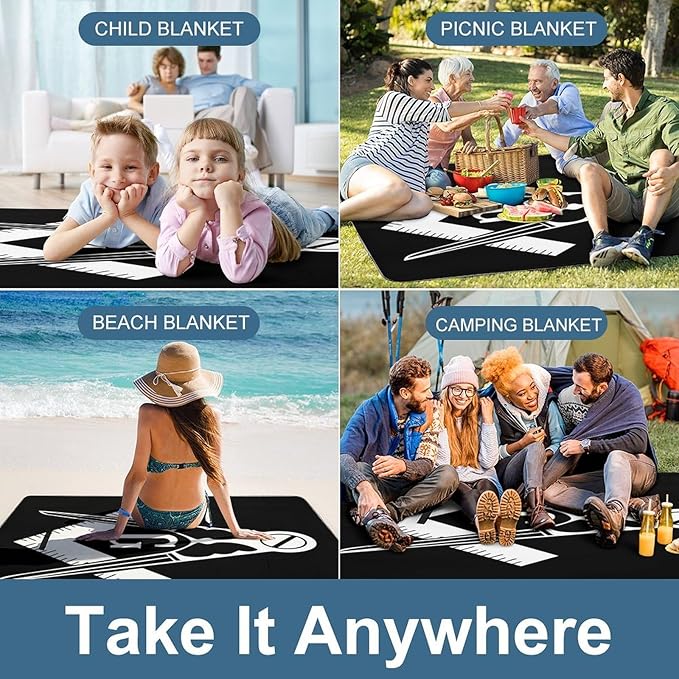 Masonic Faith Hope and Charity Freemason Logo Black Waterproof Outdoor Picnic Blanket Sandproof Beach Mat for Camping Hiking Grass Travelling