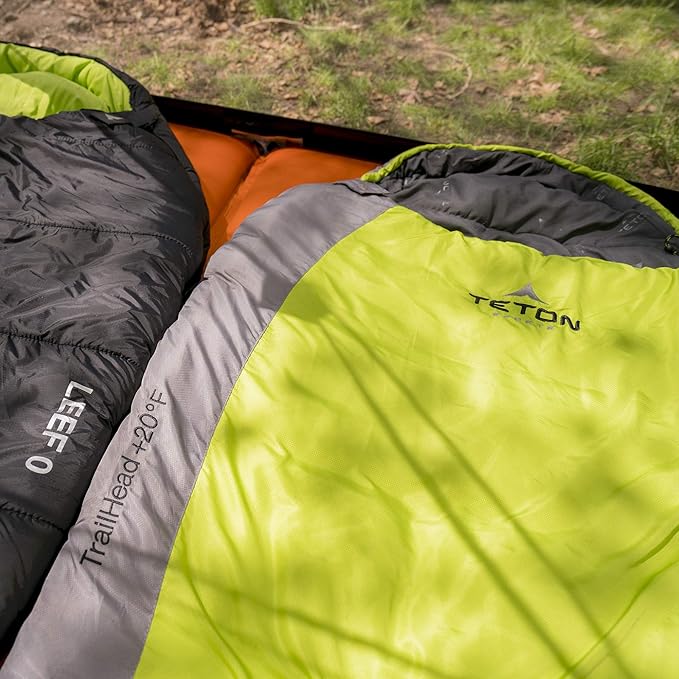 Teton 20F and 5F Degree Sleeping Bag Lightweight Warm Weather Mummy Sleeping Bags for Adults and Kids Camping Backpacking Hiking