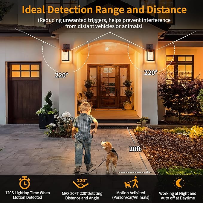 2 Pack Motion Sensor Outdoor Light Fixtures Wall Mount Oil Rubbed Bronze Front Porch Lights Dusk to Dawn Exterior Wall Sconce Waterproof Lantern LampOutside Coach Light for HouseGarageYard