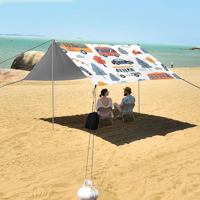 Cars Camping Sun Shelter Beach Tent Portable Beach Sun Shade Outdoor Canopy for Camping Trips Fishing Picnic