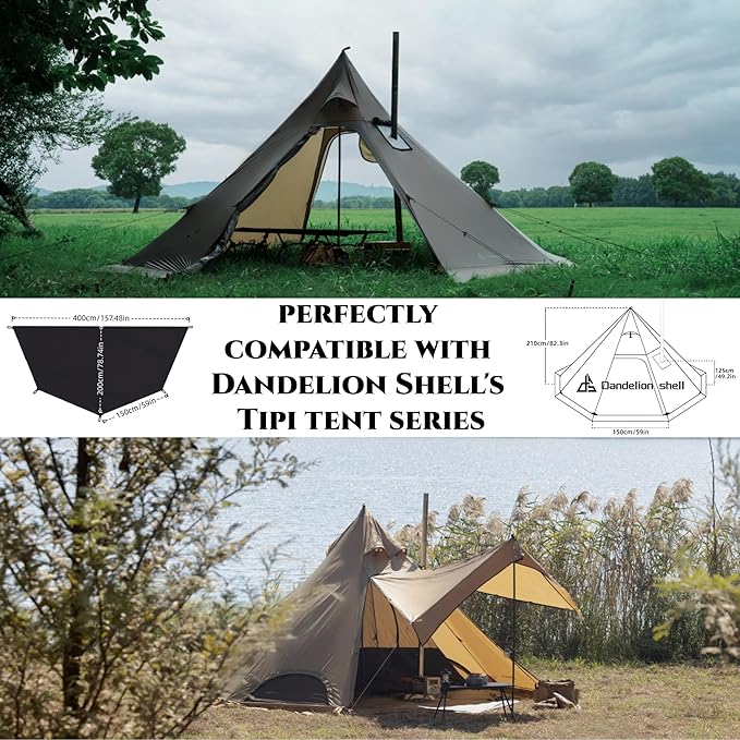Half Tent Floor Ground Sheet for Tipi Tent Hot Tent Series 1-2 Person for Camping Hiking Hunting Fishing Waterproof Windproof Lightweight