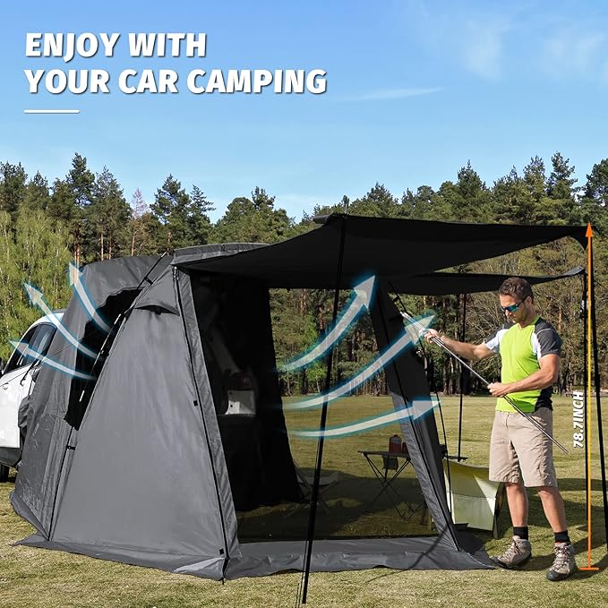 KAMPKEEPER SUV Car Tent Tailgate Shade Awning Tent for Camping Vehicle Camping Tents Outdoor Travel