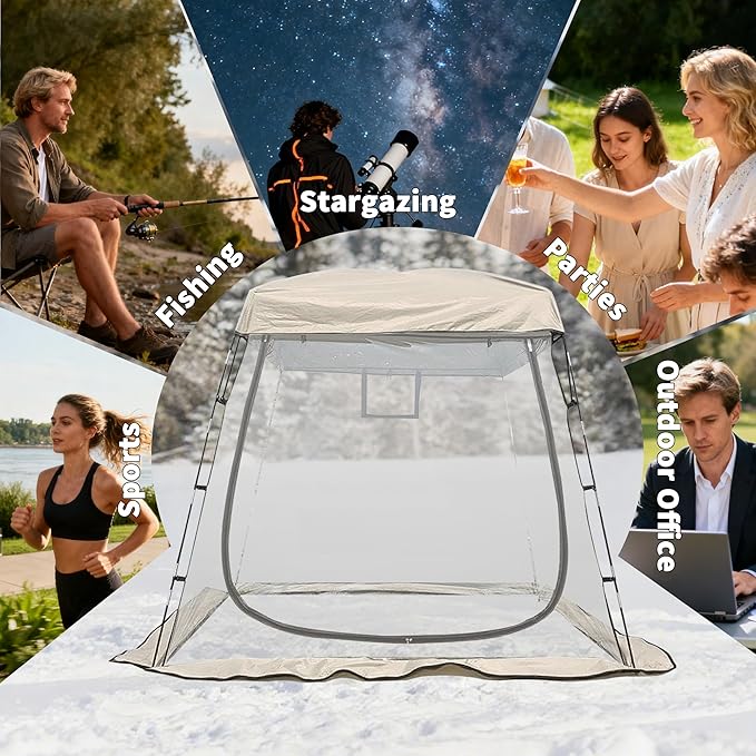 2-3 Person Clear Sport Tent with Extra Rain Cover - Windproof Winter Tent for Ice Fishing Backyard &amp Outdoor Sports