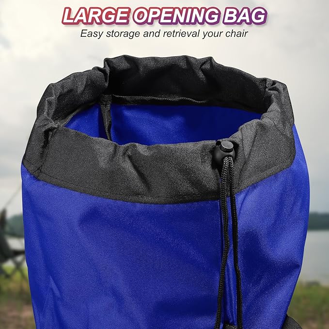 PATIKIL 47 Inch Camp Chair Replacement Bags 2 Pack Heavy Folding Camping Chair Bag 900D Oxford Large Mouth Storage Bags with Shoulder Strap for Travel Camping Blue