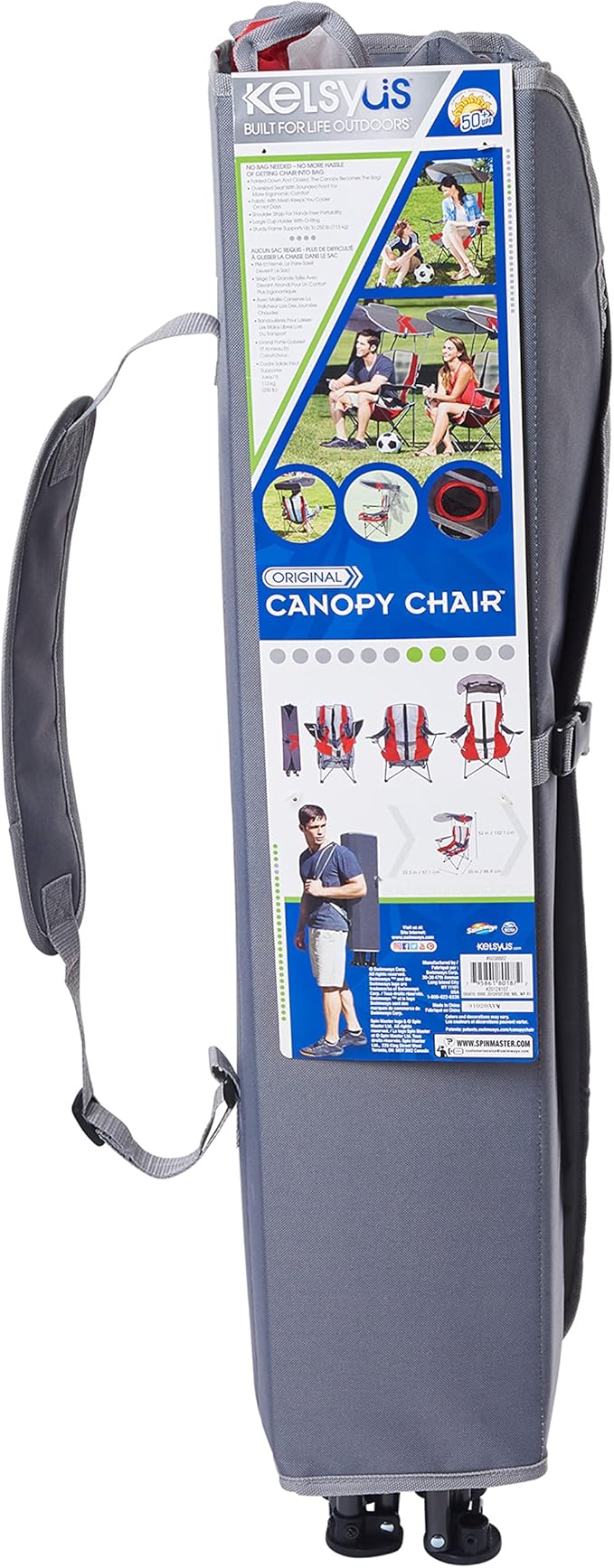 Kelsyus Original Foldable Canopy Chair for Camping Tailgates and Outdoor Events Grey/Red