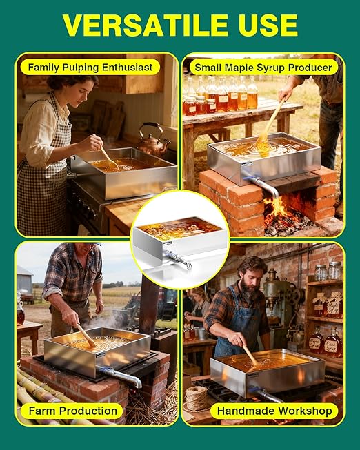 WantJoin Maple Syrup Evaporator Pan 10 GAL - Syrup Evaporator Pan Stainless Steel w/Elbow Pipe 24 * 18 * 6 Inch Makes 150 Bottles of 50oz Upgraded Leak-Proof TIG Welded Seams