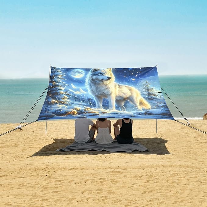 Camping Sun Shelters White Wolf in Snow Beach Canopy 126 * 110.2in