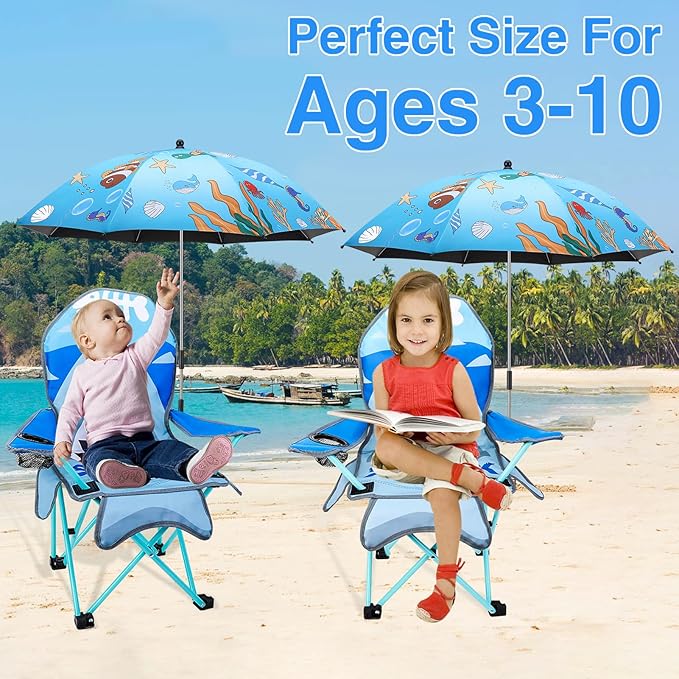 KABOER Kids Outdoor Folding Lawn and Camping Chair with Cup Holder and Carrying Bag Children's Camping Chairs
