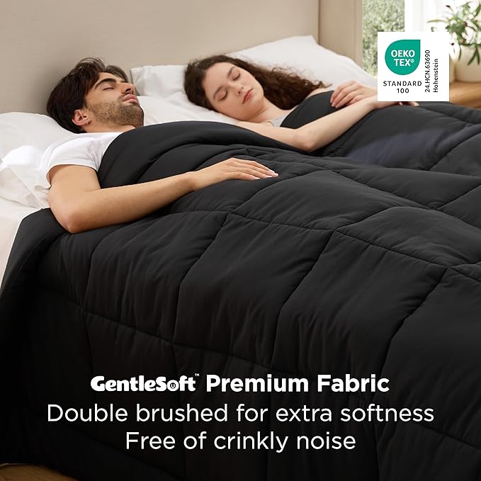 Bedsure Comforter Duvet Insert - Quilted Comforters Oversized King Size All Season Duvet GentleSoft Down Alternative Bedding with 8 Tabs Gifts for Women/Men Black Oversized King 116 x 98 Inches