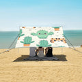 Cartoon Simple Cactus Cute Tiger Face Camping Sun Shelter Beach Tent Portable Beach Sun Shade Outdoor Canopy for Camping Trips Fishing Picnic