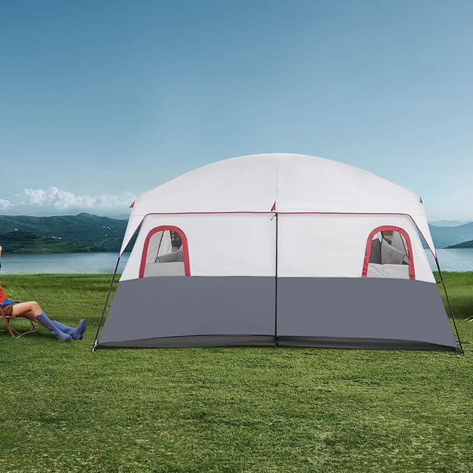 8-12 People Capacity Camping Tent Portable Outdoor Tents with 2 Rectangular Zipper Doors Floor Mount Camping Tent with Carrying Bag for Parks Backyards Out Camping Picnics
