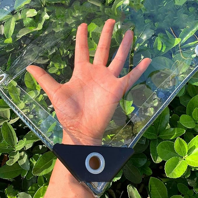 Clear Tarps 8x10ft Heavy Duty Waterproof PVC Patio Plastic Tarpaulin Cover with Grommets12 Mil Thickened Tear Resistant Outdoor Rainproof TarpsHole spacing 12'' for Covering Henhouse Plant