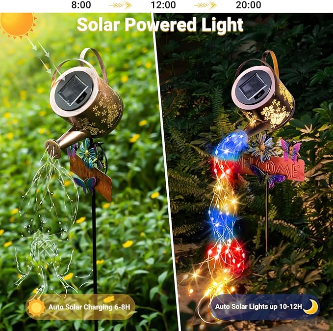 Solar Watering Can Light Solar Lights Outdoor Decor Garden Decor Lights for Yard IP65 Waterproof Hanging Lantern Lights Gifts for Women Mom for Yard Patio Lawn Pathway Landscape (Multicolour)