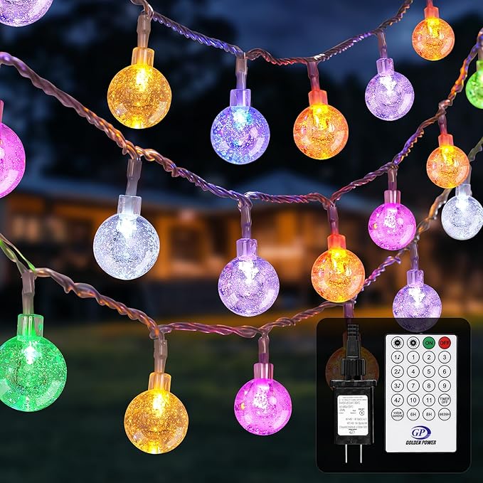 56FT Outdoor String Lights 100 LED Patio Lights with Remote Control Voice-Activated &amp Music Sync Mode 16 Color-Changing Modes Waterproof for Patio Garden Party Decor