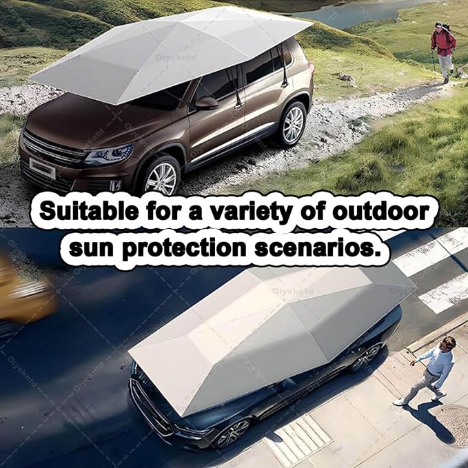 Car Tent Cover Folding Sun Protection Carport Fully Automatic Summer Car Umbrella Cover Tent Movable Carport Canopy with Remote Control for Outdoor Camping Tent Black-4.6m