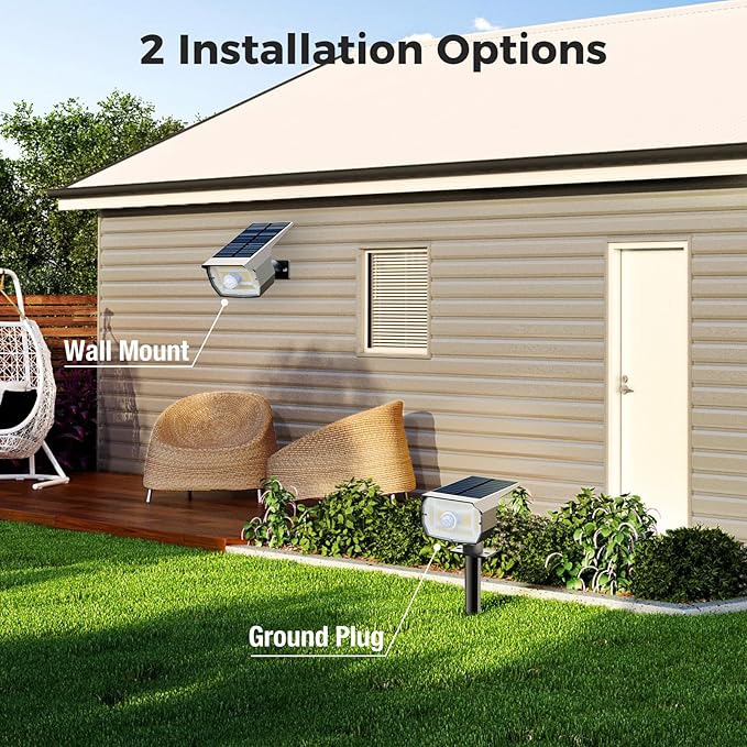 nipify 10 Pack Solar Spot Lights Outdoor Motion Sensor with 3 ModesSolar Spotlights Outdoor Waterproof 2-in-1 Auto On/Off Landscape Lighting for Outside Yard Wall Garden Pathway Warm White