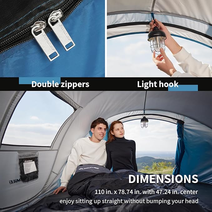 EchoSmile Instant Pop Up Camping Tent 2/4/6 Person Easy Setup Tent Water Resistant Dome Portable with Carry Bag