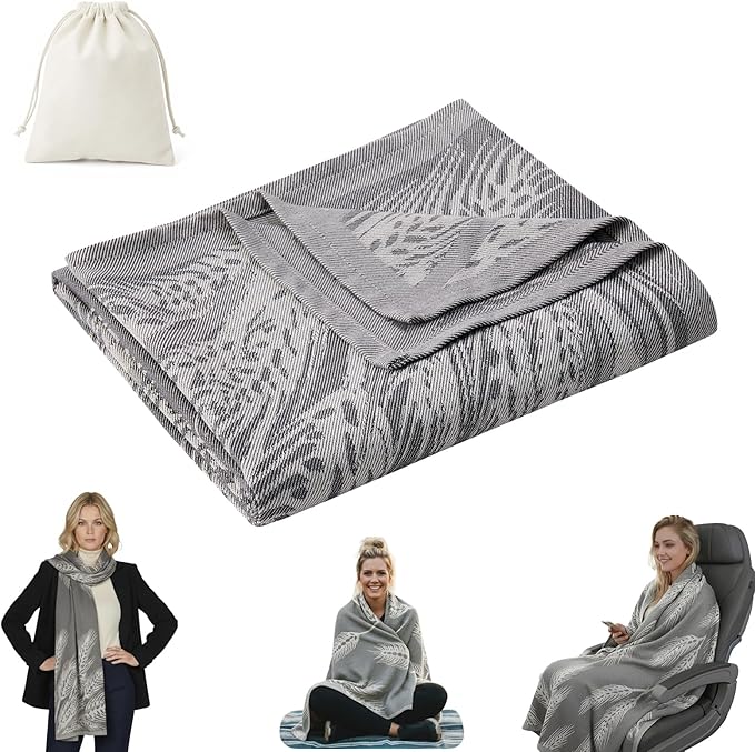 Travel Blanket Airplane - Ultra Soft &amp Lightweight Knit Design Compact Airplane Blanket53x72 InchStylish Travel Shawl Wraps for FlightsOfficeHome UseTravel Essentials &amp Gifts