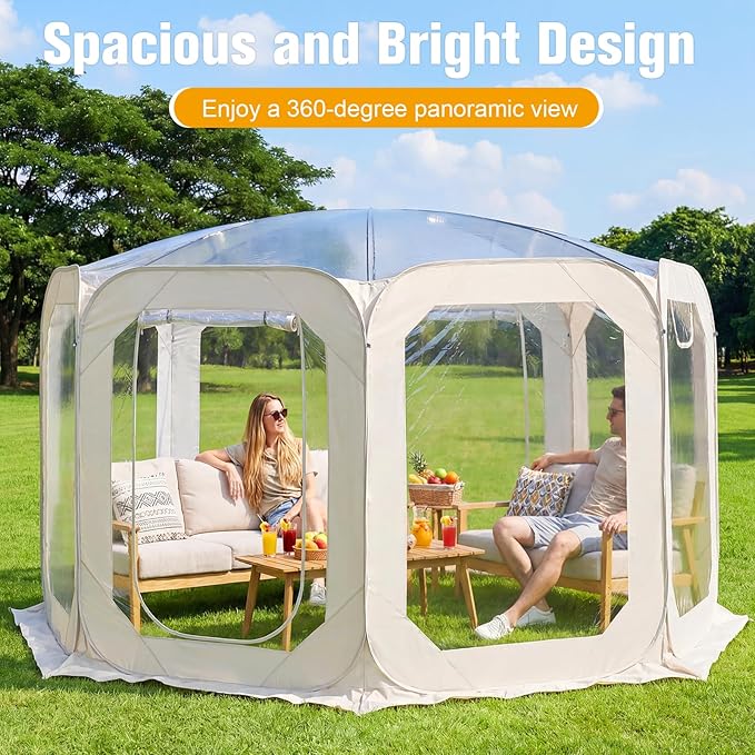Bubble Tent with Rain Cover &amp Storage Bag 12x7ft Transparent Igloo Tent Dome for 6-8 Person Bubble House for Camping Backyard Party Stargazing
