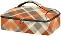 Casserole Carrier Orange Brown Tartan Pattern Insulated Casserole Carrier for Hot or Cold Food Thermal Lunch Tote for Parties Picnic Travel Carry Bag