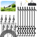 Tinnmao 8-Pack 17.7 Tent Stakes Heavy Duty with 8 Ratchet Tie Down Straps (1/8 φ) Kit for High Wind 8mm Solid Steel Spiral Ground Anchors Screw in for Tarp | Canopy | Sand Beach Camping Tent