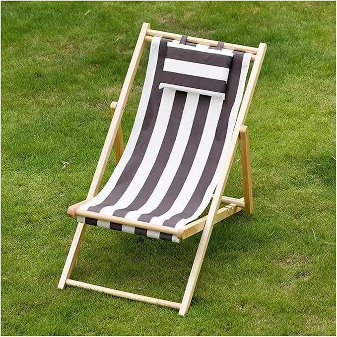Adjustable Patio Folding Camping Chair - Outdoor Sling Chair with Breathable Canvas &amp Bamboo Lounge Design 4 Positions Beach &amp Deck Use Red/Brown Color Options