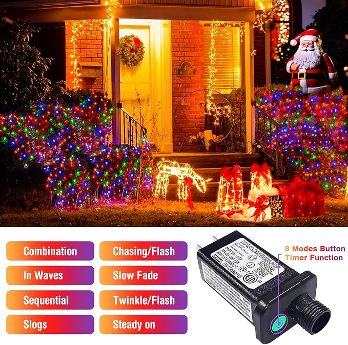 JMEXSUSS 200 LED Christmas Net Lights Plug in 8 Modes 9.8ft x 6.6ft Net Lights Outdoor Mesh Light Waterproof Bush Light for Outside Garden Lawn Yard (Multicolor) (Pack of 6)