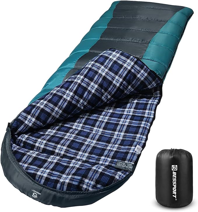 Bessport Sleeping Bag Winter | Flannel Lined 18℉ - 32℉ Extreme 3-4 Season Warm &amp Cool Weather Adult Sleeping Bags Large | Lightweight Waterproof for Camping Backpacking Hiking