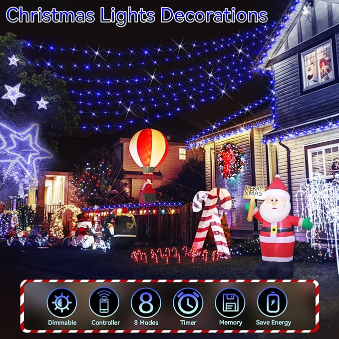 Hezbjiti Christmas String Lights Outdoor 1000 LED 394ft 8 Lighting Modes Christmas Fairy Lights with Remote and Timer for Home Birthday Wedding Party Tree Decorations (1000 LED Blue)