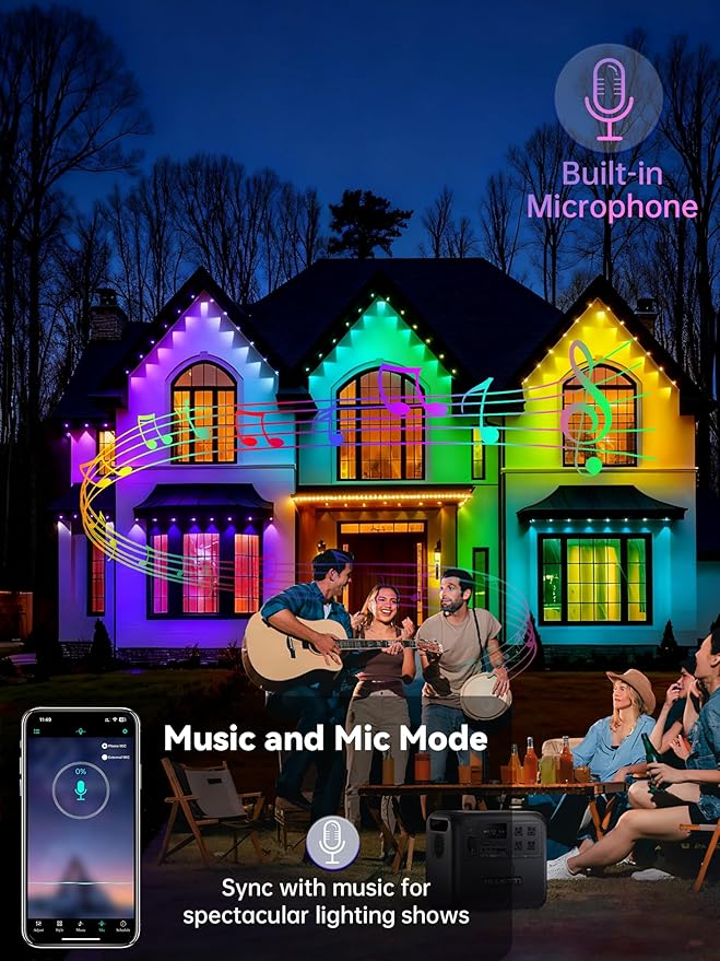 200FT Permanent Outdoor Lights Smart RGB Eave Lighting for House IP67 Waterproof LED Outside House Lights with App/Remote Control for Christmas Holiday Decor Party Daily