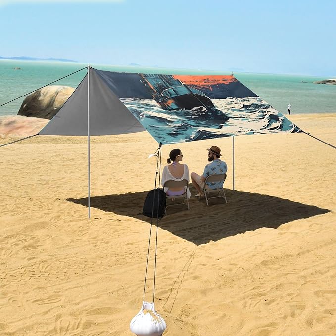 Camping Sun Shelters Ship Sailing in The Sunset Beach Canopy 126 * 110.2in