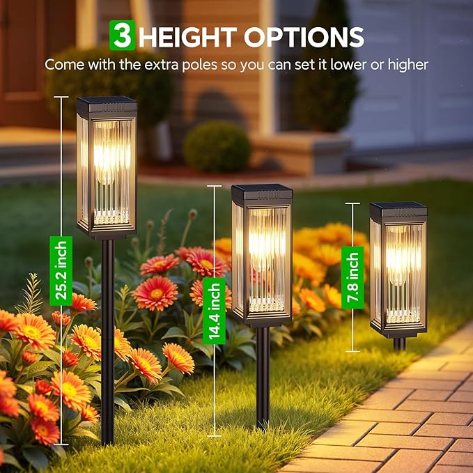 Solar Pathway Lights Outdoor 6 Pack Upgraded Solar Lights Outdoor Waterproof Bright Up to 15 Hrs Auto On/Off Garden Light for Yard Patio Lawn Path Walkway Driveway Outside Decor