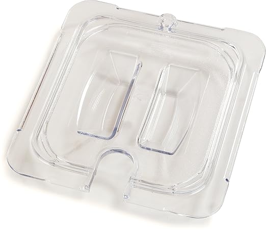 Carlisle FoodService Products Storplus 1/4 Size Notched Universal Food Pan Lid with Molded Handle for Catering Buffets and Restaurants Polycarbonate Clear (Pack of 6)