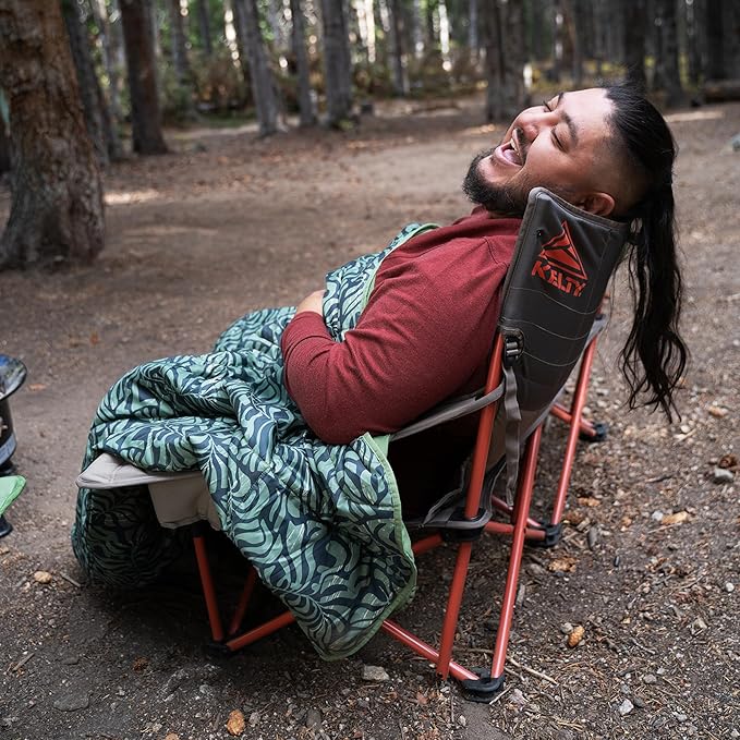 Kelty Low Loveseat Oversized 2-Person Heavy Duty Folding Camp Chair Double Seat for Soccer Games Tailgating Beach Days (Low Height/Deep Lake)